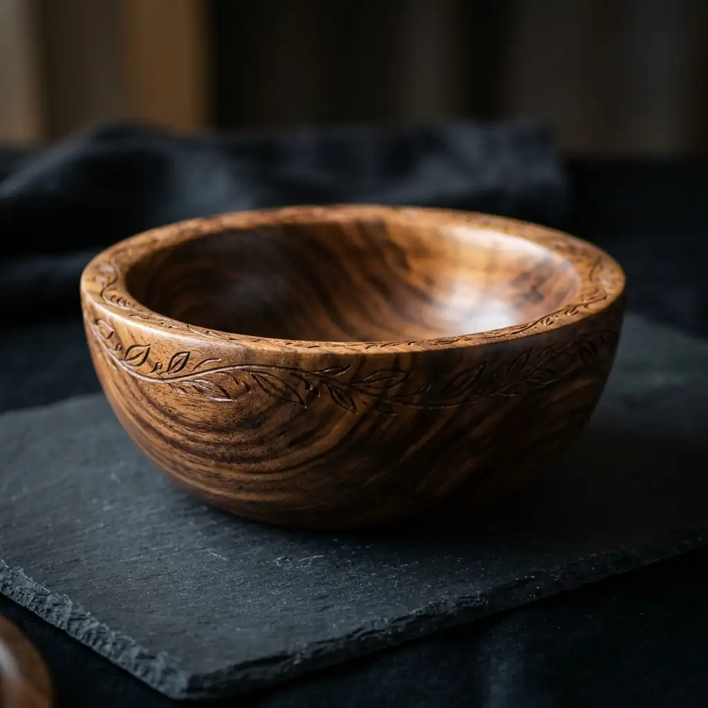 Heritage Hand-Carved Walnut Bowl